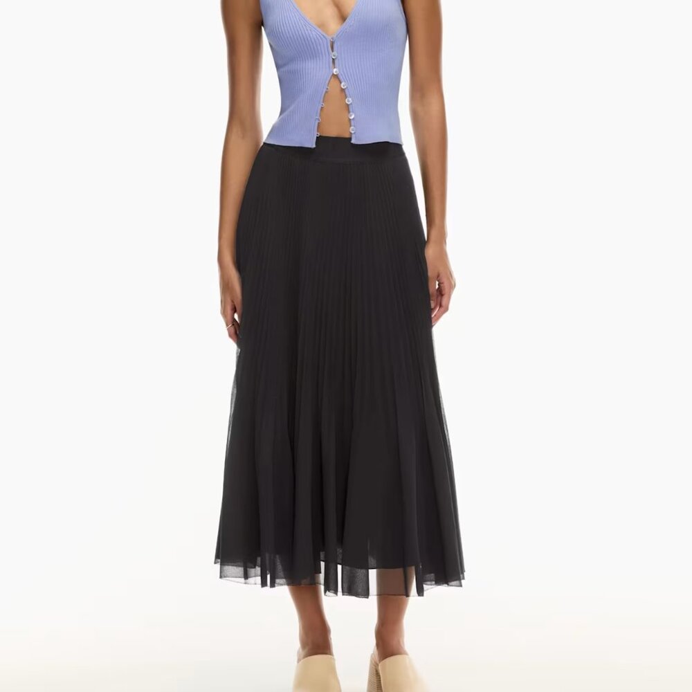 Wilfred Twirl Midi Skirt: Pleated chiffon - midi skirt Black - Artizia - Picture 4 of 8